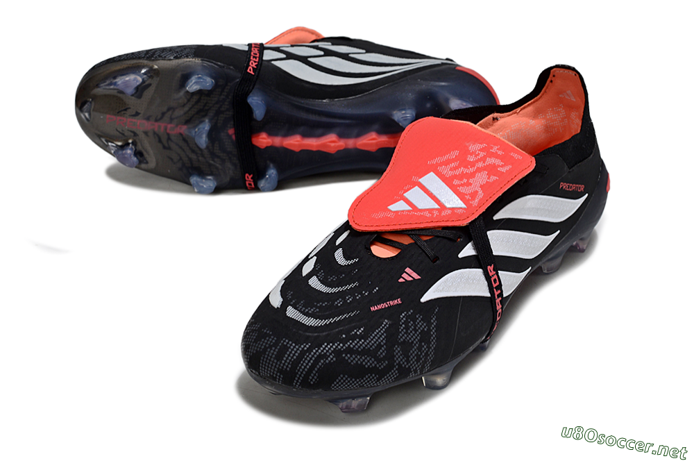 Men's Adidas Predator 26 Elite Fold-Over Tongue FG Football Boots - Black/Vibrant Red/Metallic Silver 3