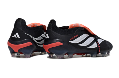 Men's Adidas Predator 26 Elite Fold-Over Tongue FG Football Boots - Black/Vibrant Red/Metallic Silver