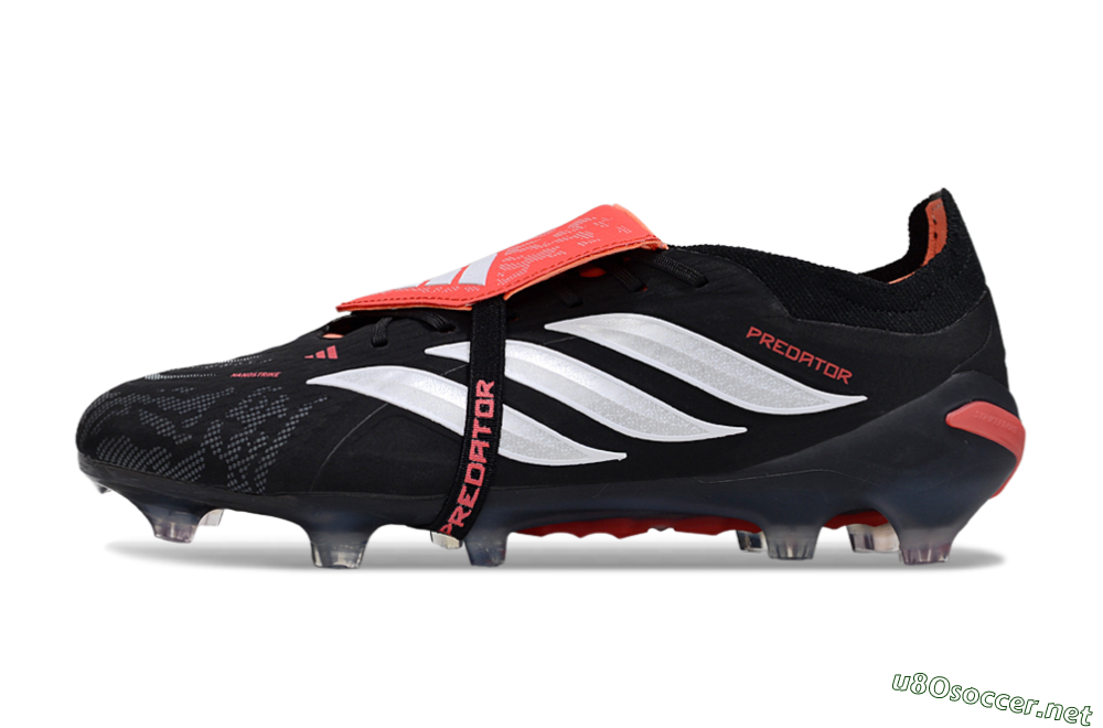 Men's Adidas Predator 26 Elite Fold-Over Tongue FG Football Boots - Black/Vibrant Red/Metallic Silver 0