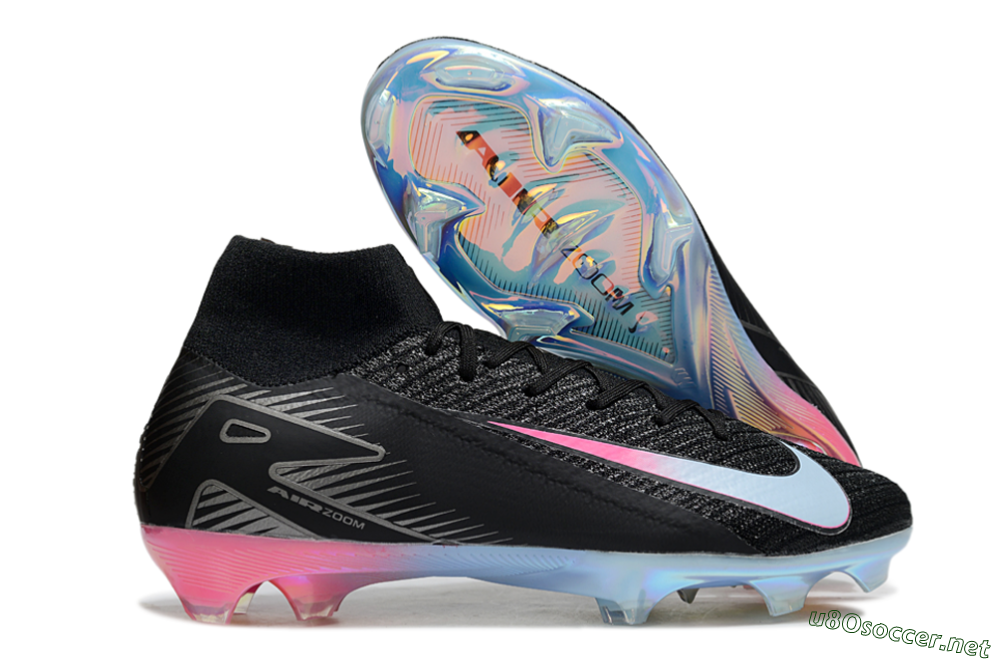 Unisex Nike Air Zoom Mercurial Superfly 10 Elite FG Football Boots - Black/Iridescent Pink/Iridescent Blue 2