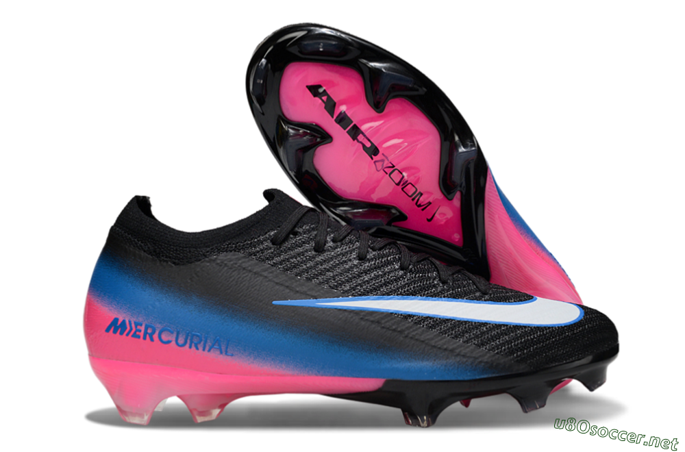 Unisex Nike Air Zoom Mercurial Vapor 16 Elite FG Football Boots - Black/Electric Blue/Pink Blast 2