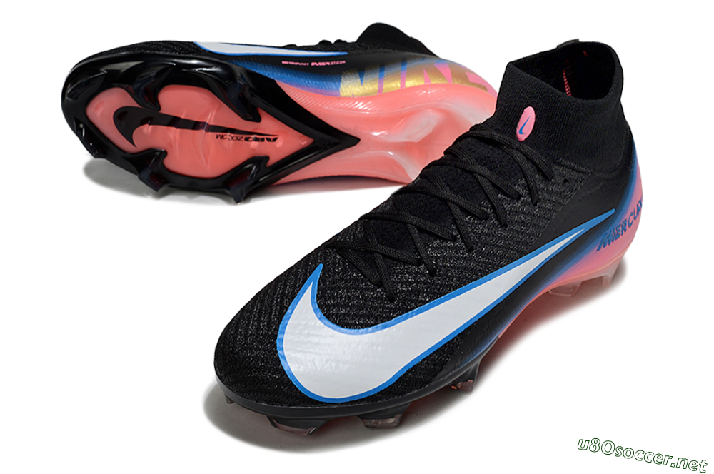Unisex Nike Air Zoom Mercurial Superfly 10 Elite FG Football Boots - Black/Sky Blue/Flame Pink 3