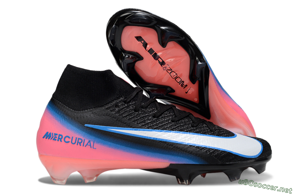 Unisex Nike Air Zoom Mercurial Superfly 10 Elite FG Football Boots - Black/Sky Blue/Flame Pink 2