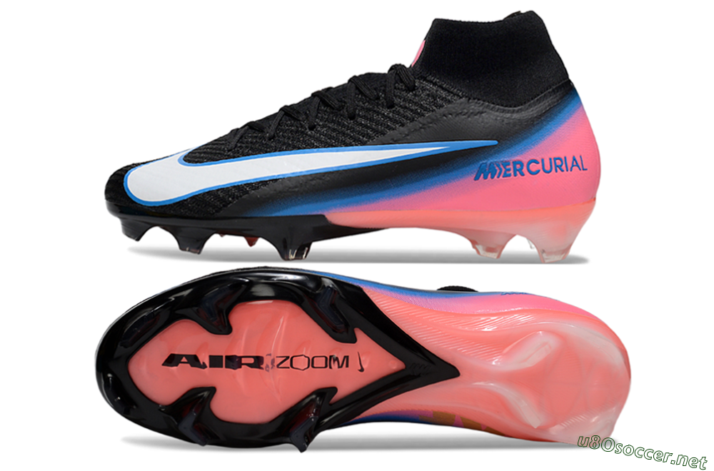 Unisex Nike Air Zoom Mercurial Superfly 10 Elite FG Football Boots - Black/Sky Blue/Flame Pink 1