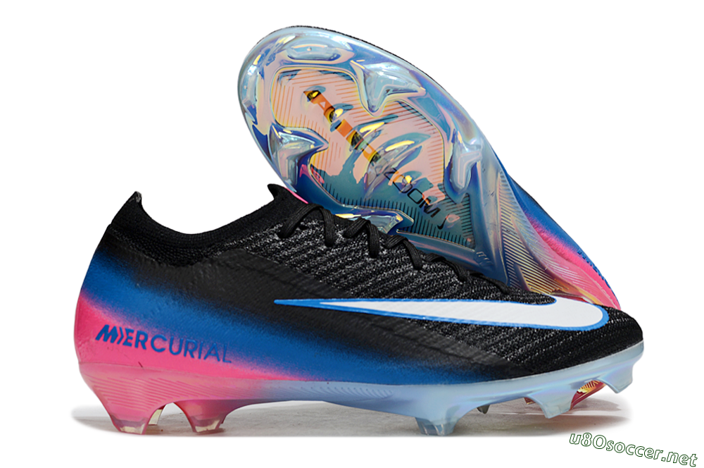 Unisex Nike Air Zoom Mercurial Vapor 16 Elite FG Football Boots - Black/Electric Blue/Pink Fury 2