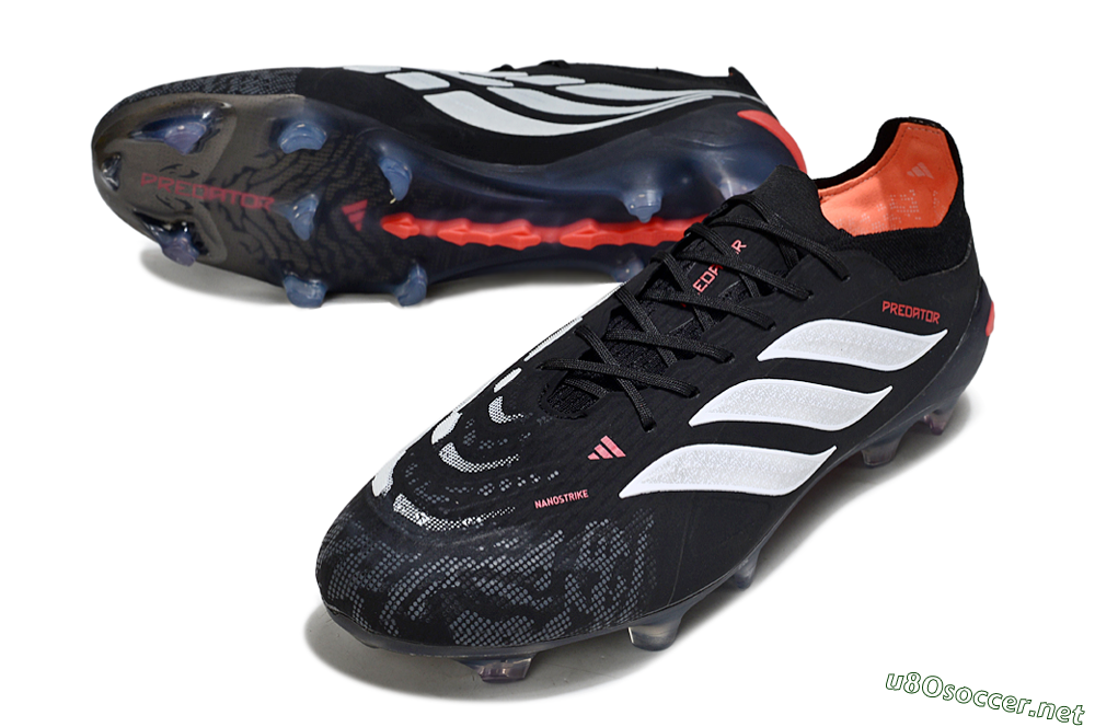 Men's Adidas Predator 26 Elite FG Football Boots - Black/Red/White 3