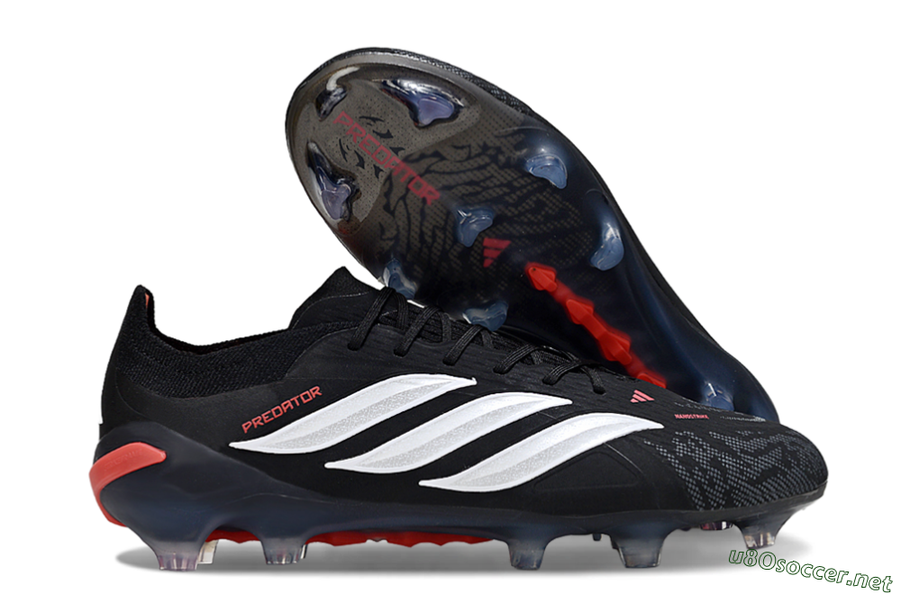 Men's Adidas Predator 26 Elite FG Football Boots - Black/Red/White 2