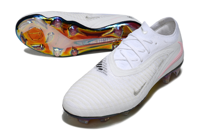 Unisex Nike Phantom 6 Low Elite FG Football Boots - White/Iridescent/Light Pink