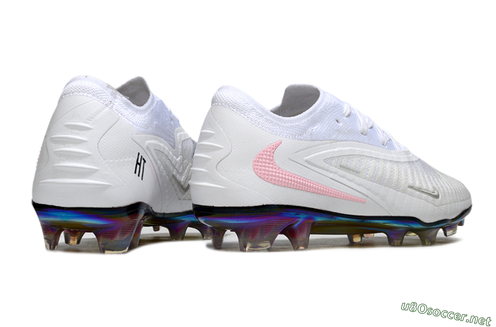 Unisex Nike Phantom 6 Low Elite FG Football Boots - White/Iridescent/Light Pink 6