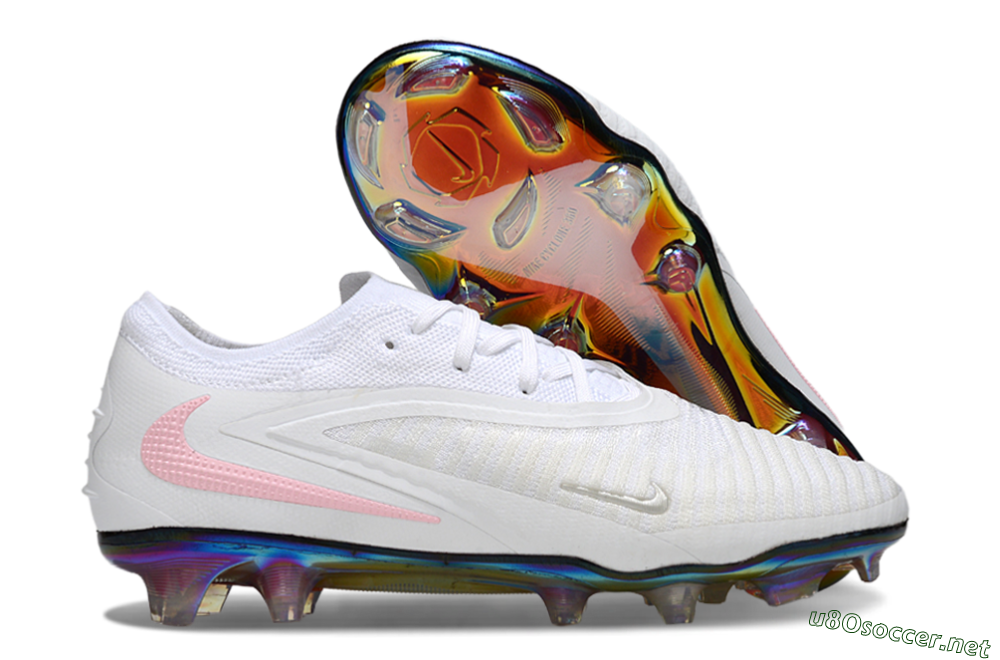 Unisex Nike Phantom 6 Low Elite FG Football Boots - White/Iridescent/Light Pink 2