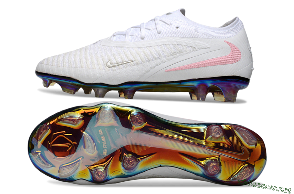 Unisex Nike Phantom 6 Low Elite FG Football Boots - White/Iridescent/Light Pink 1