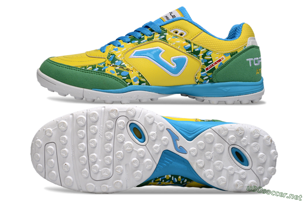 Men's Joma Top Flex TF Football Shoes - Yellow/Aquatic Blue/Grass Green 1