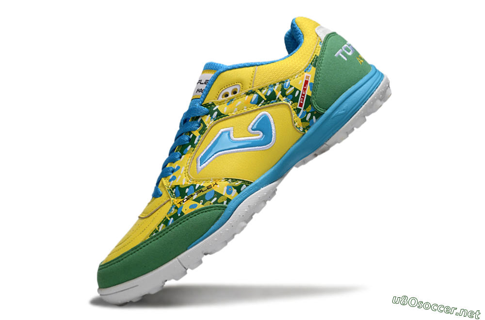 Men's Joma Top Flex TF Football Shoes - Yellow/Aquatic Blue/Grass Green 5