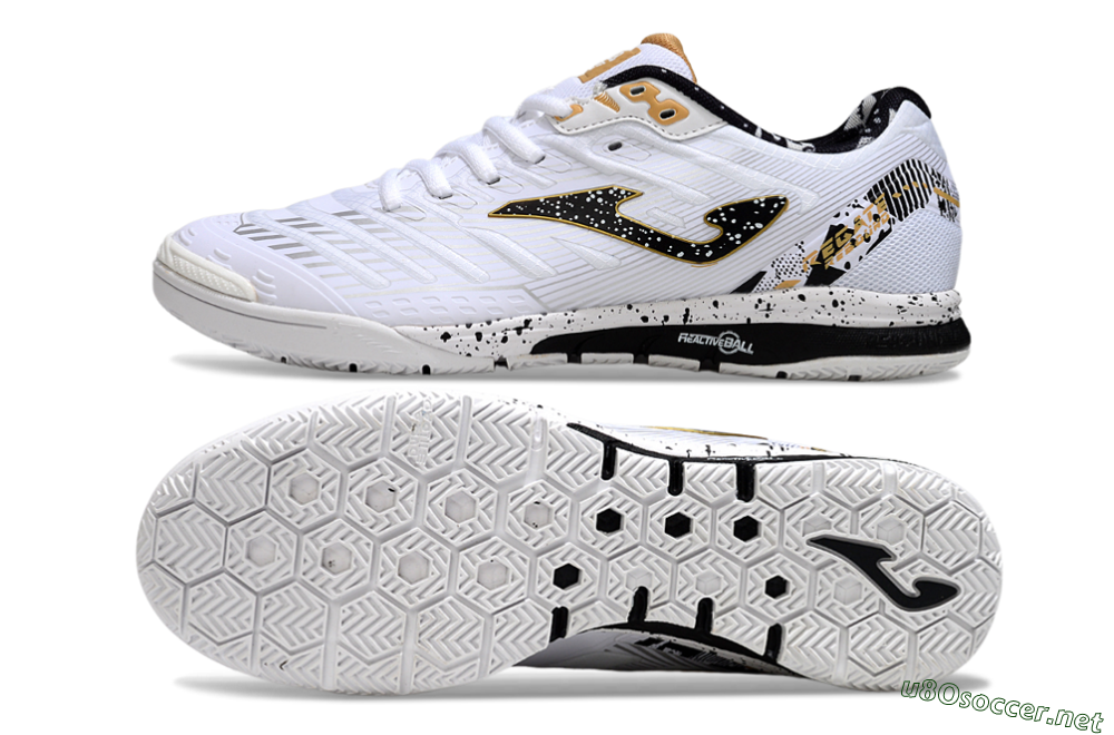Men's Joma Top Flex IC Football Shoes - White/Black/Gold 1
