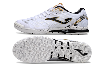 Men's Joma Top Flex IC Football Shoes - White/Black/Gold