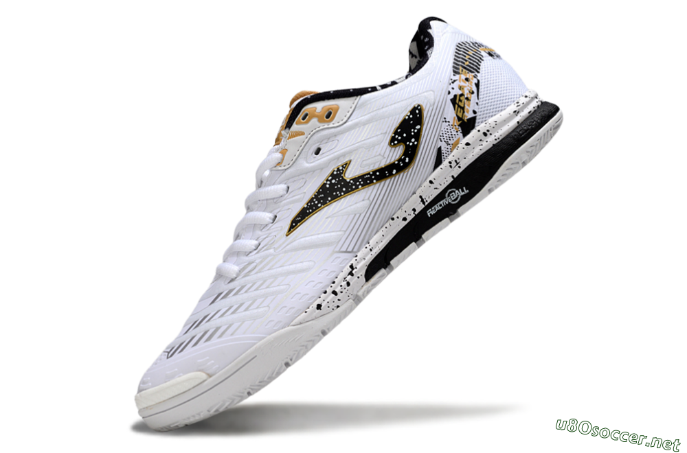 Men's Joma Top Flex IC Football Shoes - White/Black/Gold 5
