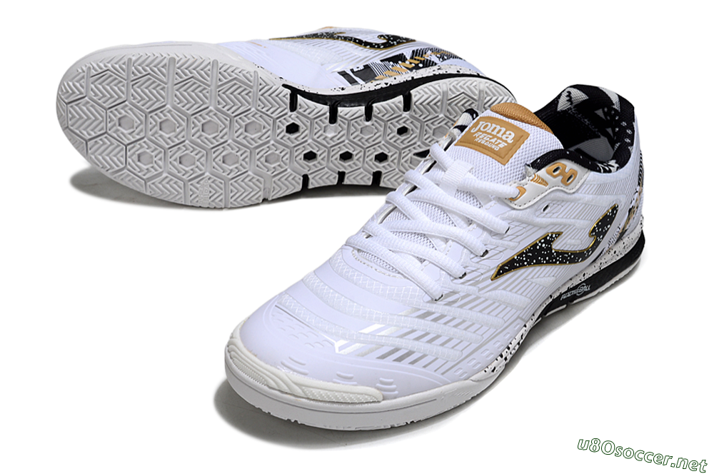 Men's Joma Top Flex IC Football Shoes - White/Black/Gold 3