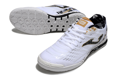 Men's Joma Top Flex IC Football Shoes - White/Black/Gold