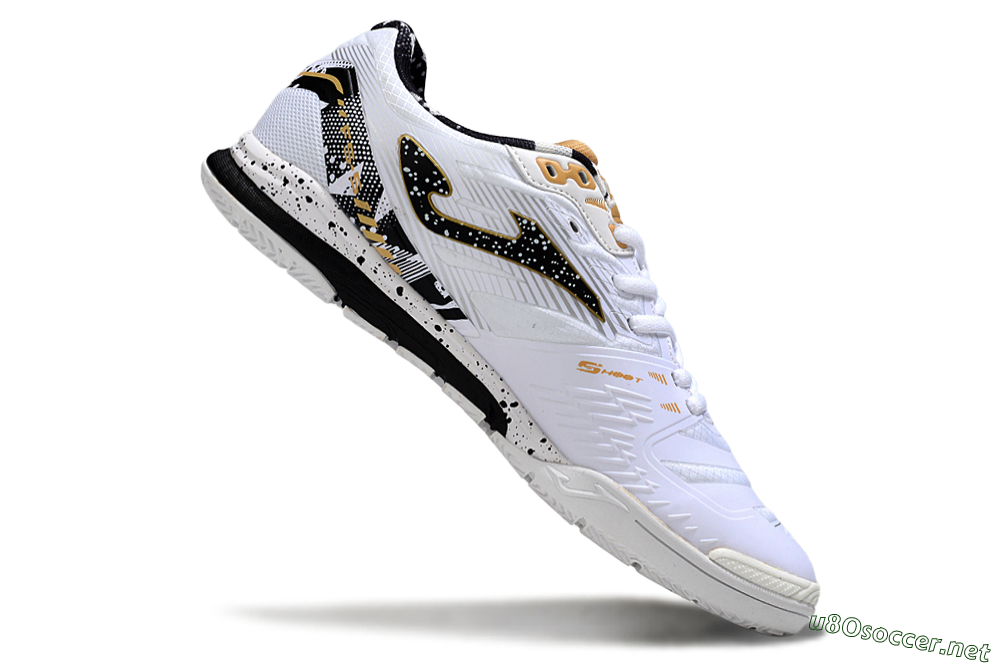 Men's Joma Top Flex IC Football Shoes - White/Black/Gold 4