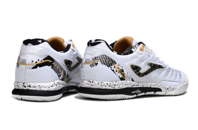 Men's Joma Top Flex IC Football Shoes - White/Black/Gold