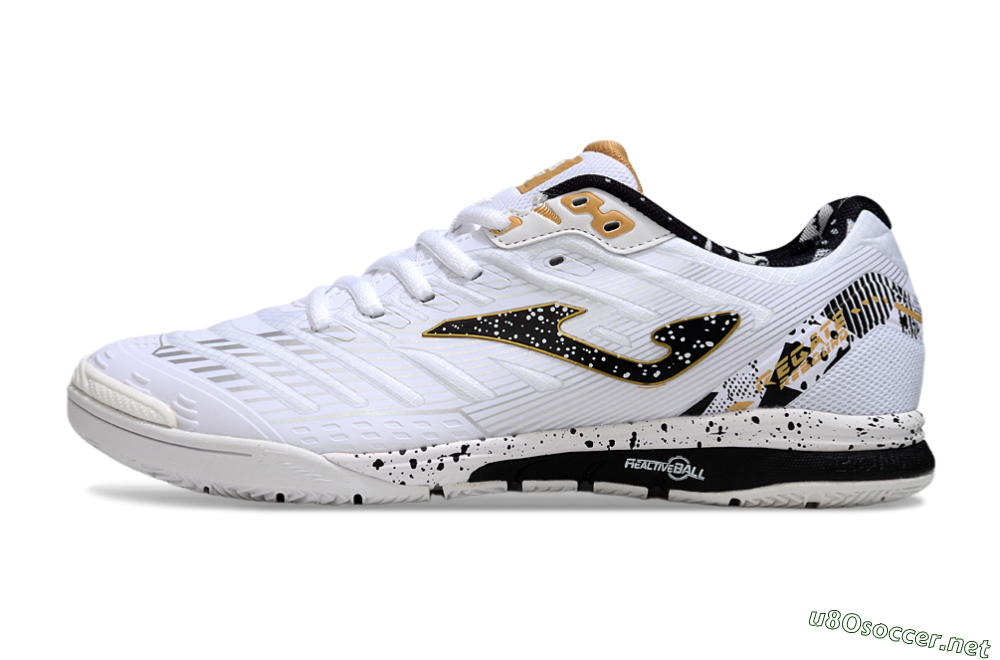 Men's Joma Top Flex IC Football Shoes - White/Black/Gold 0