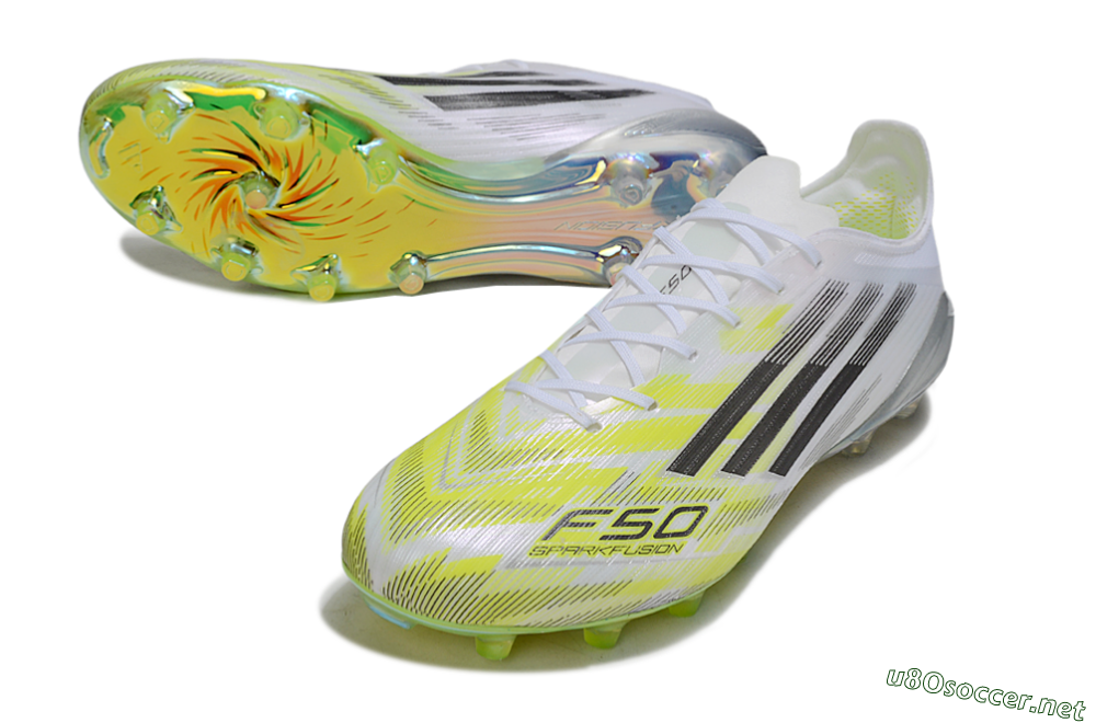 Men's Adidas F50 Elite FG Football Boots - White/Lime Glow/Neon Green 3