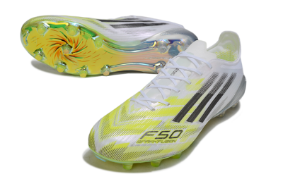 Men's Adidas F50 Elite FG Football Boots - White/Lime Glow/Neon Green