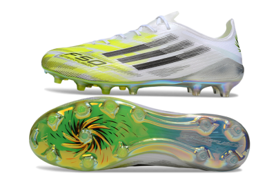 Men's Adidas F50 Elite FG Football Boots - White/Lime Glow/Neon Green
