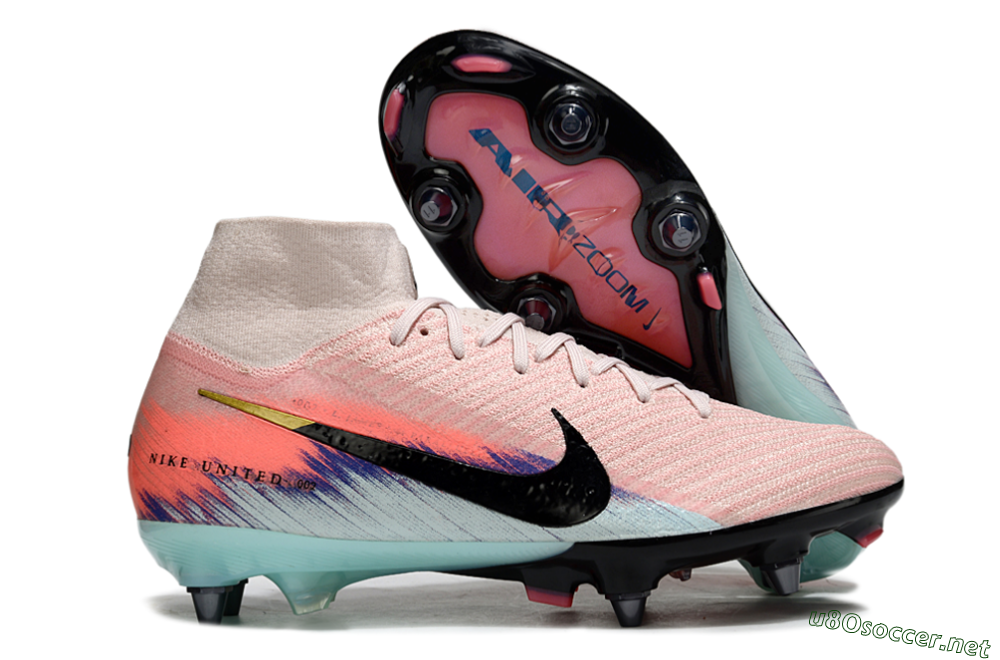 Men's Nike Air Zoom Mercurial Superfly 10 Elite SG Football Boots - Pink/Sunset Pink/Aqua Blue 2