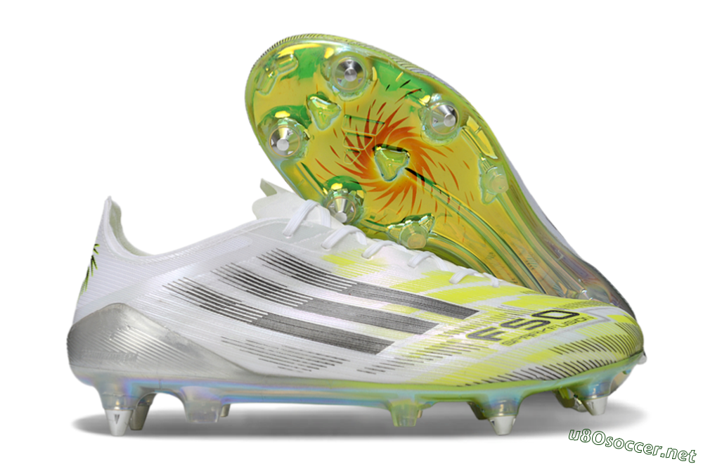 Men's Adidas F50 Elite SG Football Boots - White/Electric Yellow/Metallic Silver 2