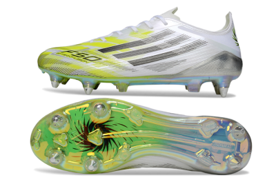 Men's Adidas F50 Elite SG Football Boots - White/Electric Yellow/Metallic Silver
