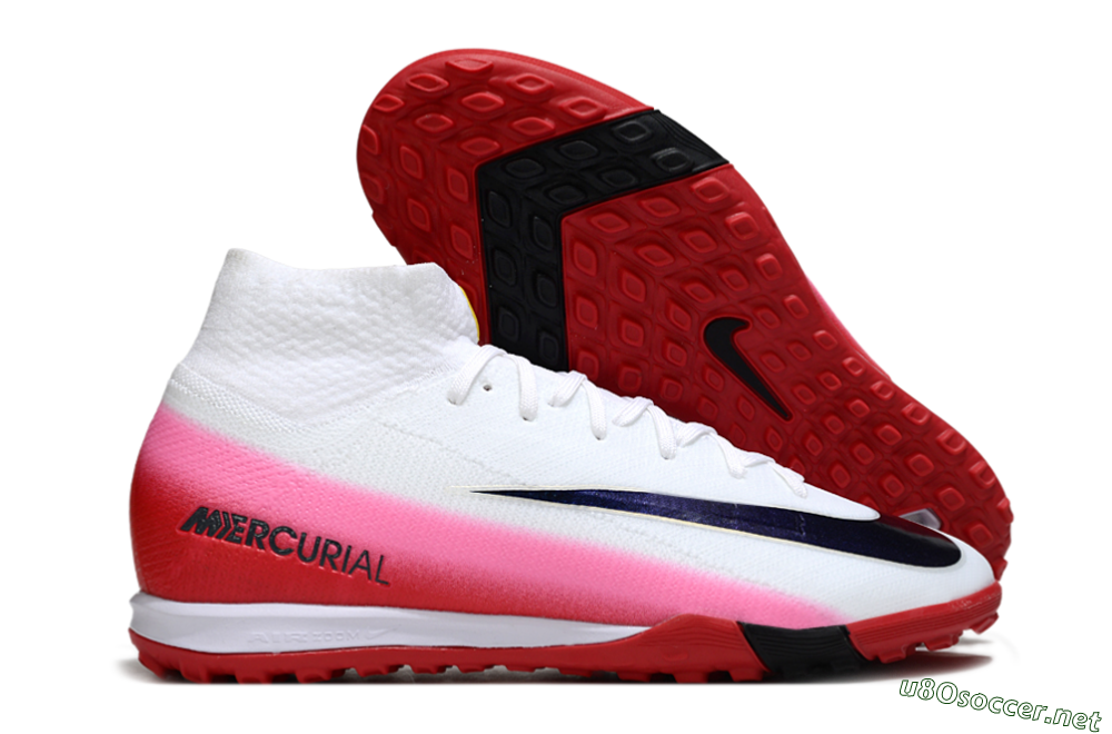Unisex Nike Air Zoom Mercurial Superfly 10 Elite TF Football Shoes - White/Crimson Red/Soft Pink 2