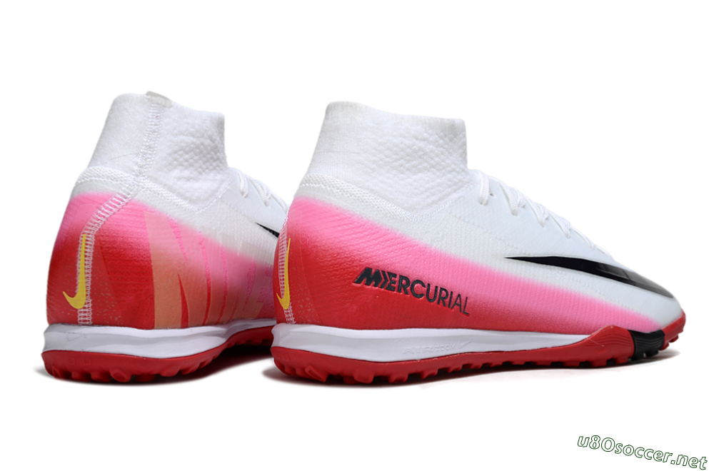 Unisex Nike Air Zoom Mercurial Superfly 10 Elite TF Football Shoes - White/Crimson Red/Soft Pink 6