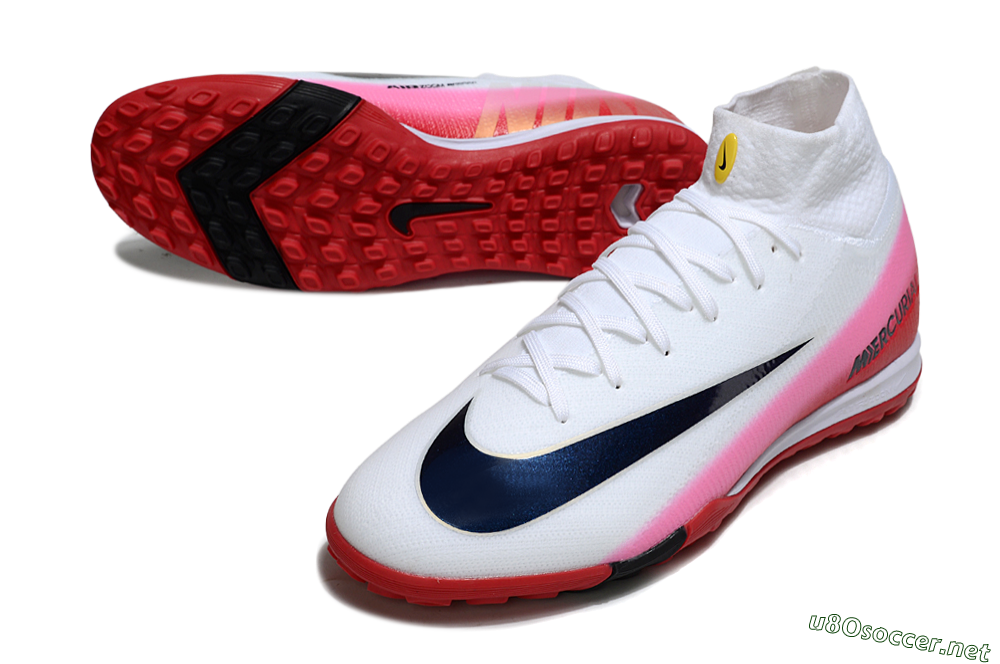Unisex Nike Air Zoom Mercurial Superfly 10 Elite TF Football Shoes - White/Crimson Red/Soft Pink 3