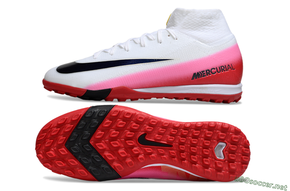 Unisex Nike Air Zoom Mercurial Superfly 10 Elite TF Football Shoes - White/Crimson Red/Soft Pink 1