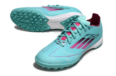 Men's Adidas F50 Pro TF Football Shoes - Aqua/Soft Pink/Light Teal