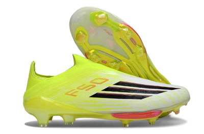Men's Adidas F50+ Elite Lightstrike Pro Laceless FG Football Boots - Yellow/Lime Green/White