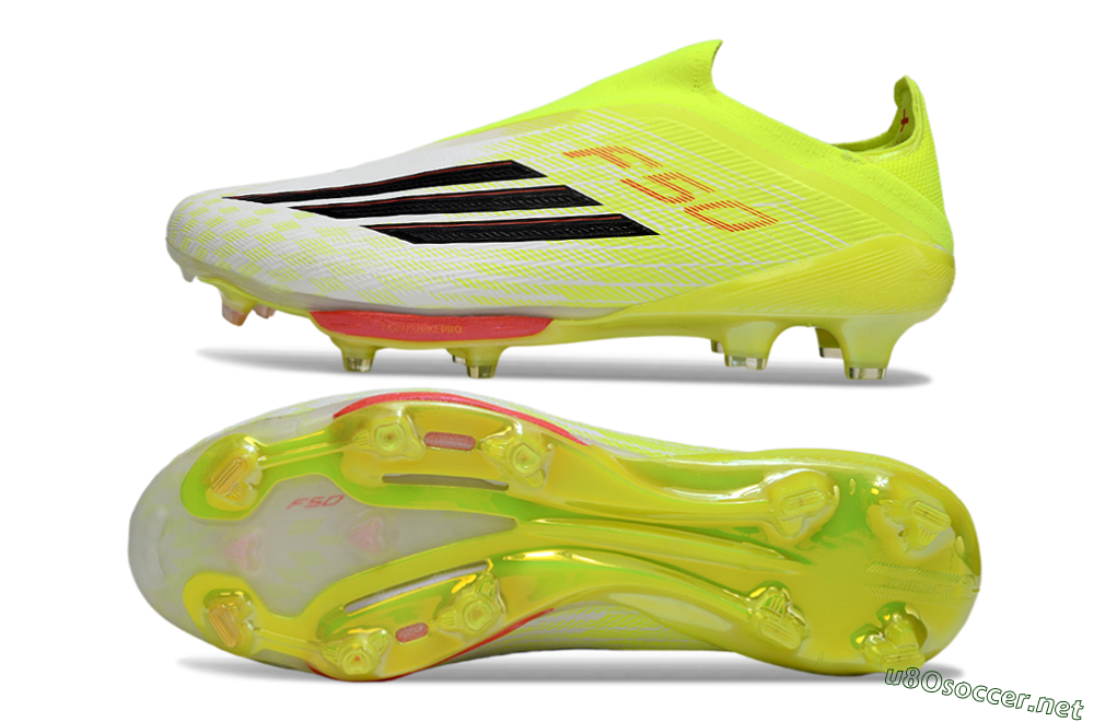 Men's Adidas F50+ Elite Lightstrike Pro Laceless FG Football Boots - Yellow/Lime Green/White 1