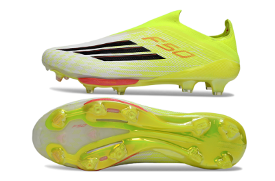 Men's Adidas F50+ Elite Lightstrike Pro Laceless FG Football Boots - Yellow/Lime Green/White
