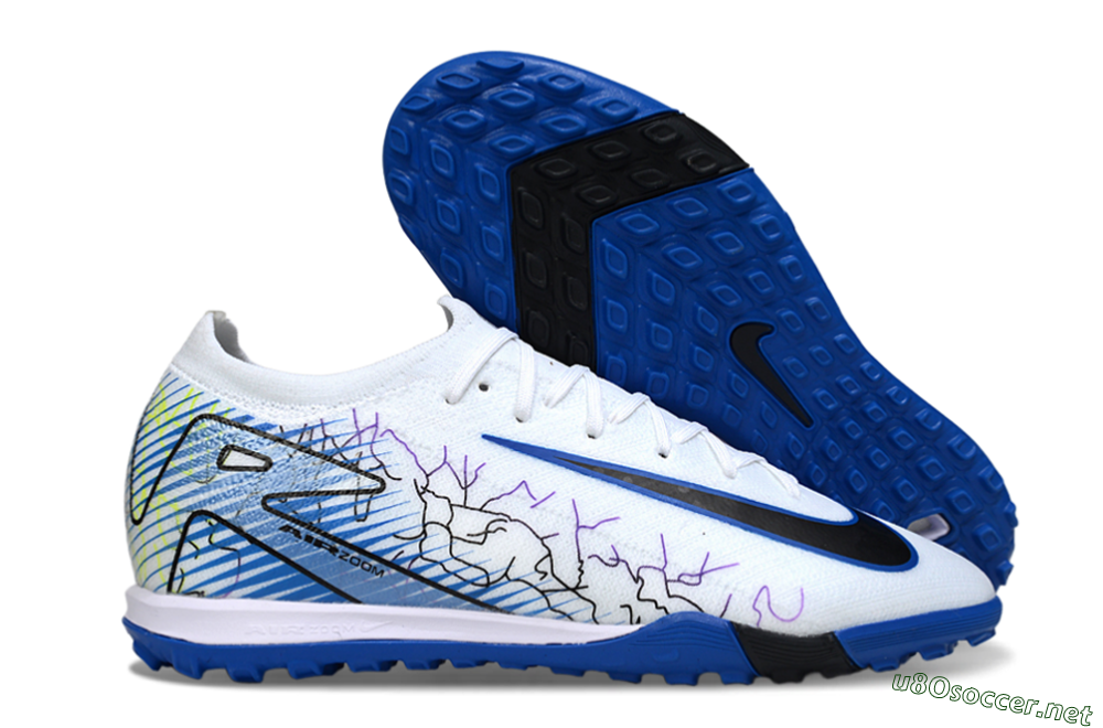 Unisex Nike Air Zoom Mercurial Vapor 16 Elite TF Football Shoes - White/Electric Blue/Black 2
