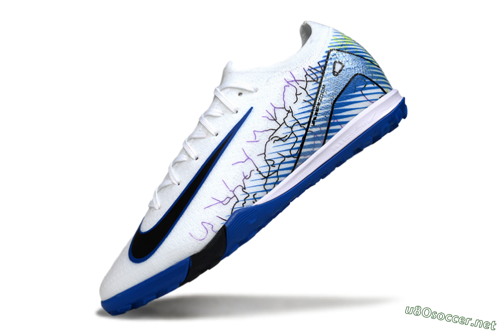 Unisex Nike Air Zoom Mercurial Vapor 16 Elite TF Football Shoes - White/Electric Blue/Black 5