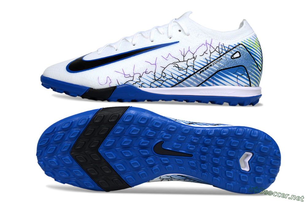 Unisex Nike Air Zoom Mercurial Vapor 16 Elite TF Football Shoes - White/Electric Blue/Black 1