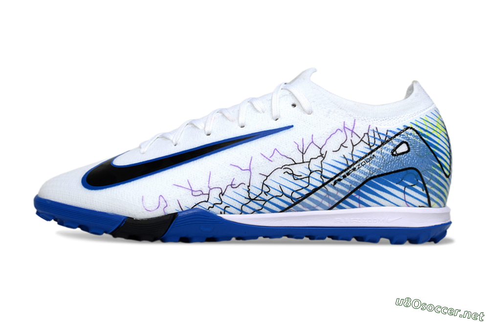 Unisex Nike Air Zoom Mercurial Vapor 16 Elite TF Football Shoes - White/Electric Blue/Black 0