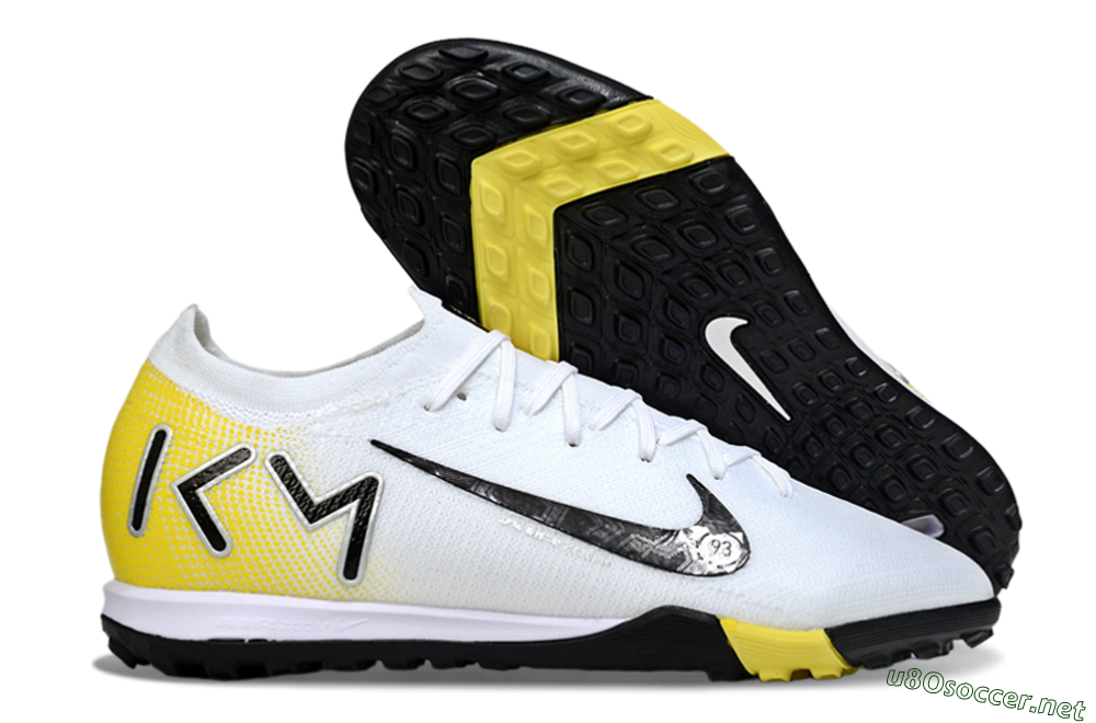 Unisex KM x Nike Air Zoom Mercurial Vapor 16 Elite TF Football Shoes - White/Lemon Yellow/Black 2