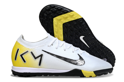 Unisex KM x Nike Air Zoom Mercurial Vapor 16 Elite TF Football Shoes - White/Lemon Yellow/Black