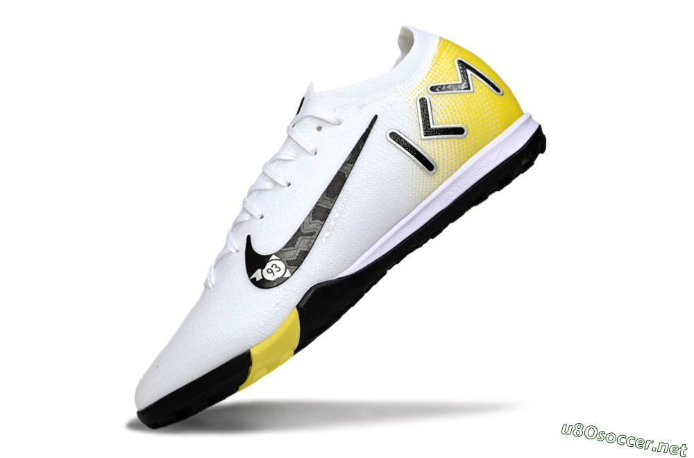 Unisex KM x Nike Air Zoom Mercurial Vapor 16 Elite TF Football Shoes - White/Lemon Yellow/Black 5