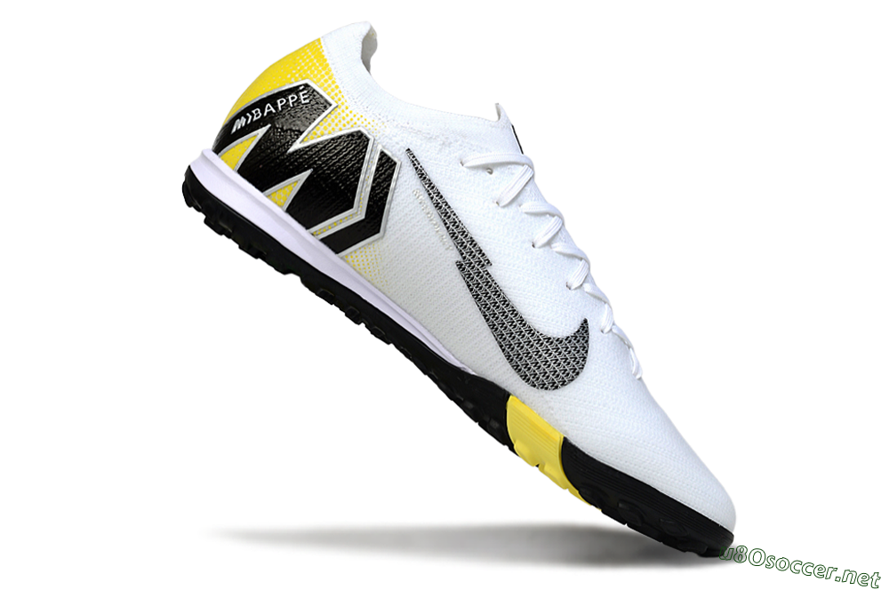 Unisex KM x Nike Air Zoom Mercurial Vapor 16 Elite TF Football Shoes - White/Lemon Yellow/Black 4