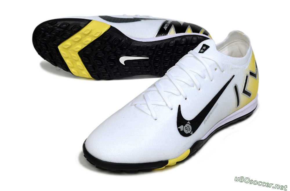 Unisex KM x Nike Air Zoom Mercurial Vapor 16 Elite TF Football Shoes - White/Lemon Yellow/Black 3