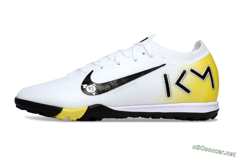 Unisex KM x Nike Air Zoom Mercurial Vapor 16 Elite TF Football Shoes - White/Lemon Yellow/Black 0