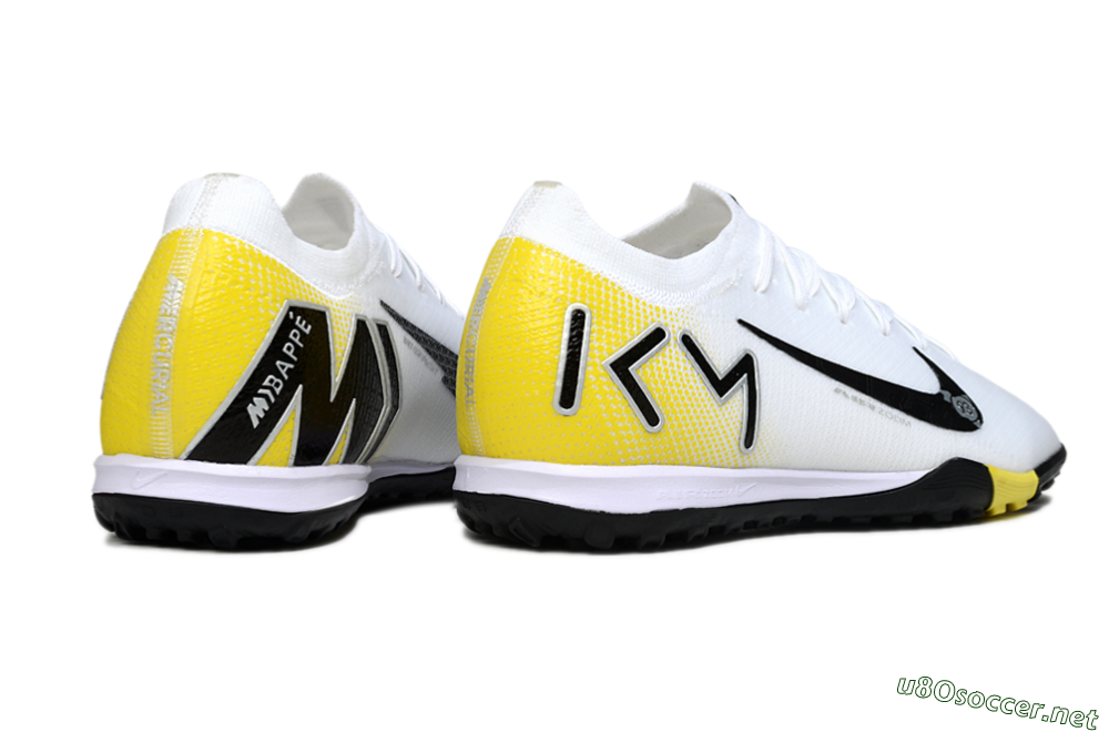 Unisex KM x Nike Air Zoom Mercurial Vapor 16 Elite TF Football Shoes - White/Lemon Yellow/Black 6